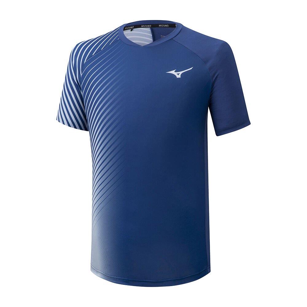 Men's Mizuno Tennis T-Shirts Blue Shadow Graphic Apparel - K2GA001024